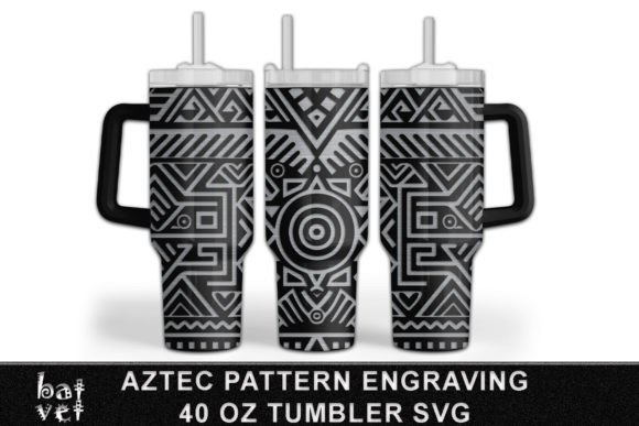 40 Oz Tumbler Aztec Pattern Engrave SVG: Graphics for Crafts