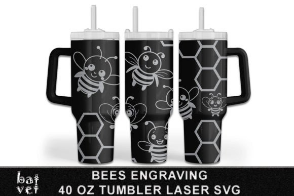 40 Oz Tumbler Bee Engraving Design SVG for Crafts & Graphics