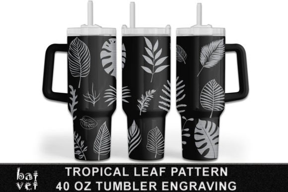 40 Oz Tumbler Dragon Tropical Leaf SVG: Graphics & Tumbler Wraps