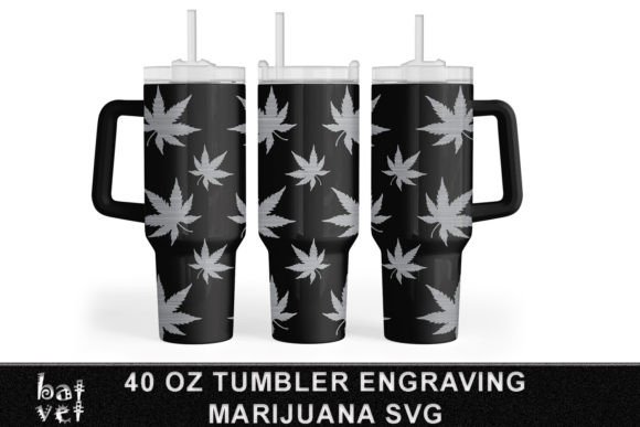 40 Oz Tumbler Marijuana Laser Engraving