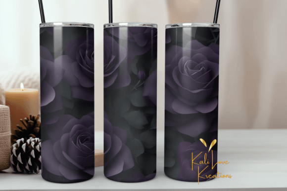 Black and Purple Roses Tumbler Wraps Graphics