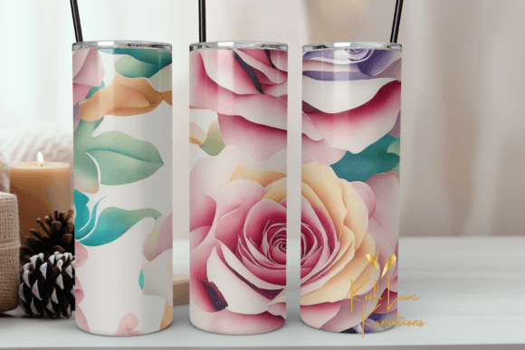 Colorful Roses 20oz Tumbler Wrap Graphics