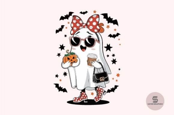 Cute Funny Ghost PNG Graphics & Illustrations