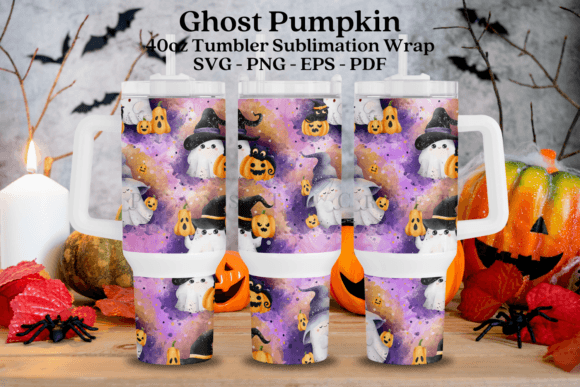 Ghost Pumpkin Halloween Tumbler Wraps & Graphics