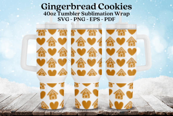 Gingerbread Christmas 40oz Tumbler Wrap Graphics