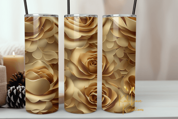 Gold Roses 20oz Tumbler Wrap Graphics
