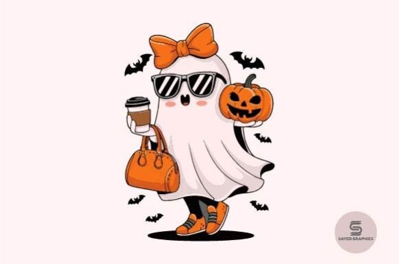 Halloween Fall Witchy Ghost Witch PNG: Graphics & Illustrations