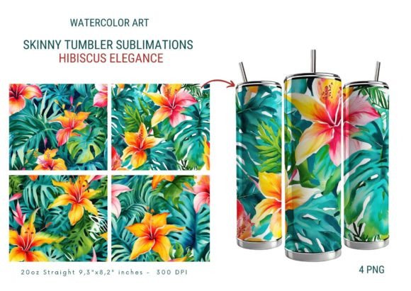 Hibiscus Elegance Tumbler Sublimations: Graphics & Freebies