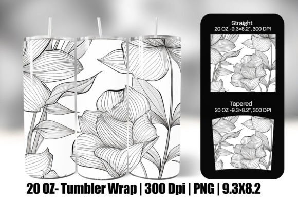 Line Art Flower Pattern Wrap Tumbler: Graphics for Crafts Sellers