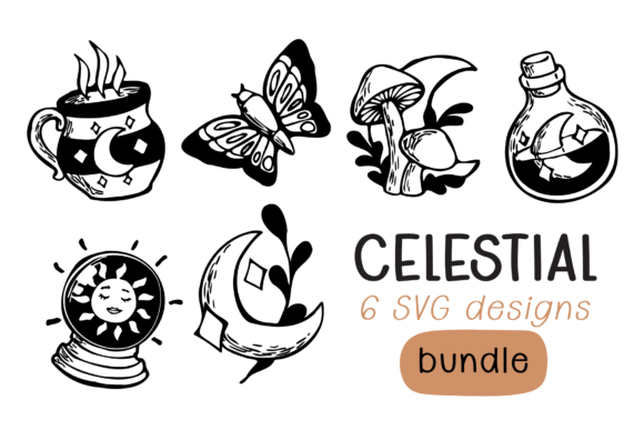 Mystical Celestial Hand-Drawn Art Bundle: Graphics for Crafts & Local Branding