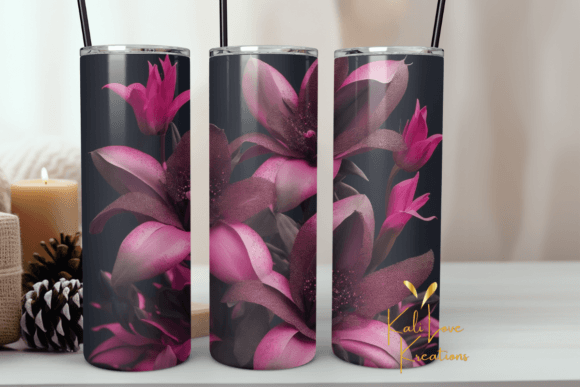 Pink and Black Lilies 20oz Tumbler Wrap: Graphics for Tumbler Wraps
