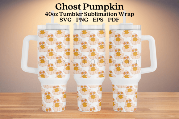 Pumpkin Ghost 40oz Tumbler Sublimation Graphics
