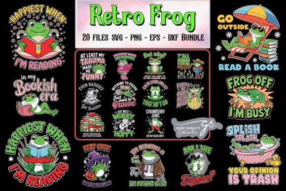 Retro Frog SVG Bundle for Crafts & Graphics
