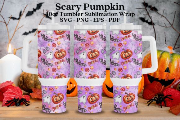 Scary Pumpkin Halloween Tumbler Wraps & Graphics