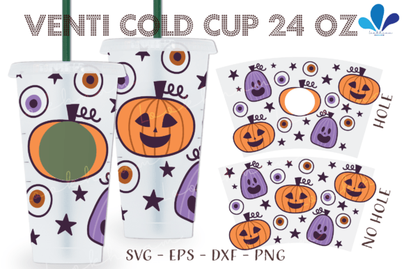 Seamless Cute Halloween Pumpkin Cup Graphics & Print Templates