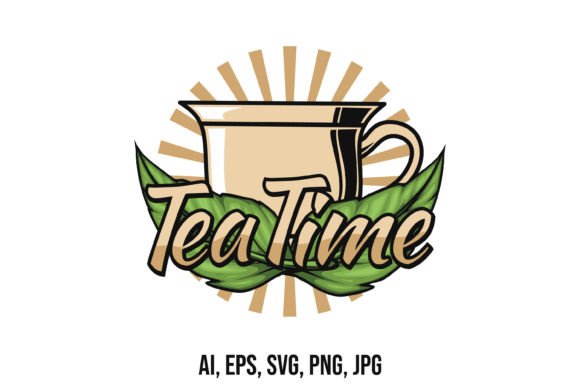 Tea Time Logo Design Template: Graphics for Crafts Brands