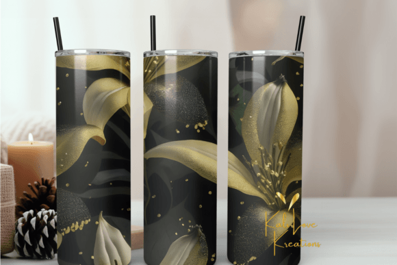 Yellow and Black Lily Graphics for Tumbler Wraps